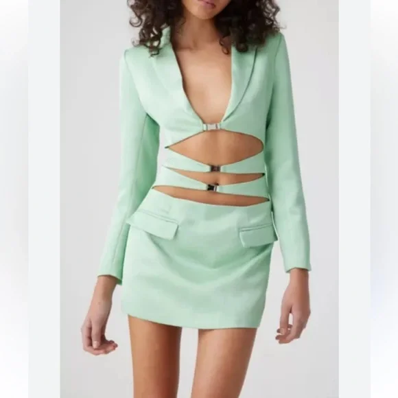 NWT $262 Revolve Atoir The Emily Collared Blazer Dress in Malachite Green - S - Picture 2 of 7